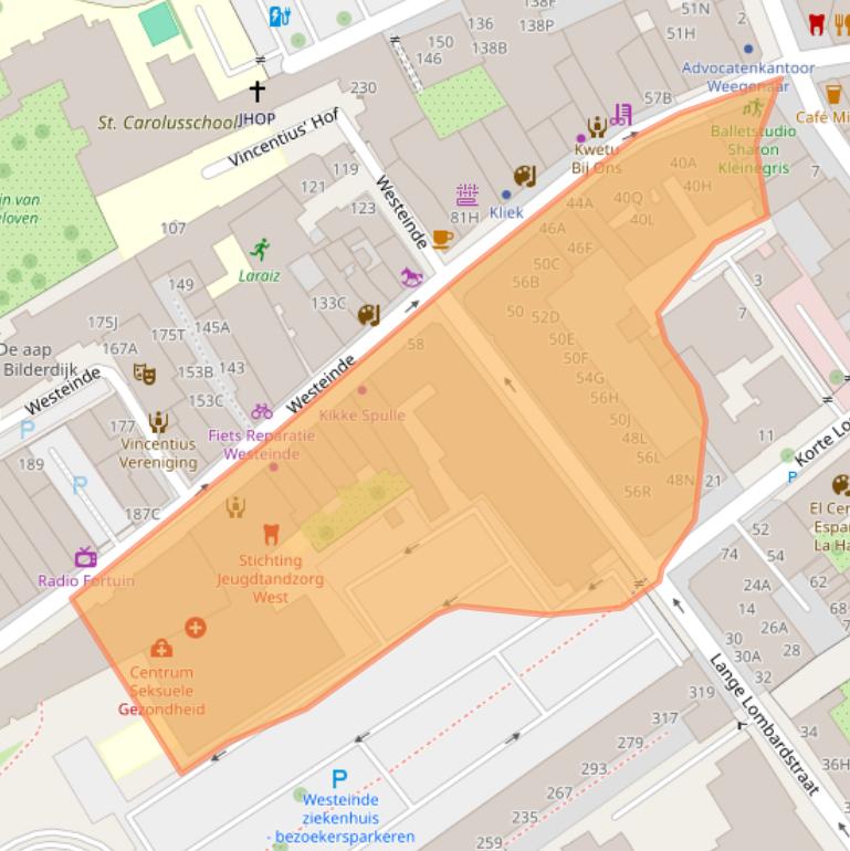 Kaart van postcodegebied 2512HE.