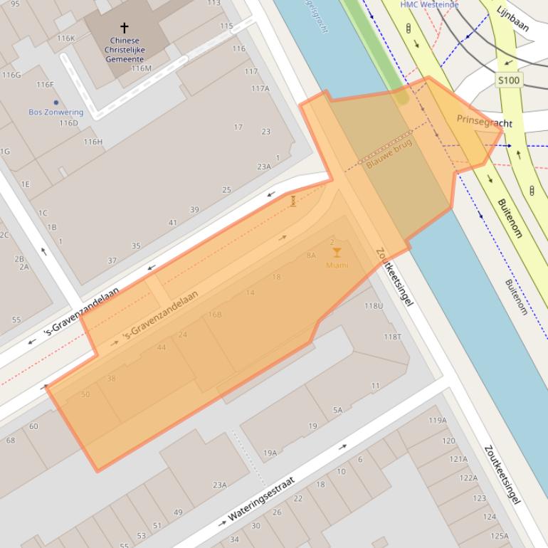 Kaart van postcodegebied 2512JM.