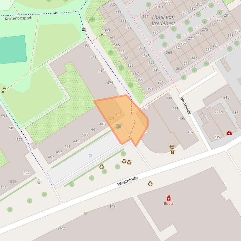 Kaart van postcodegebied 2512KE.