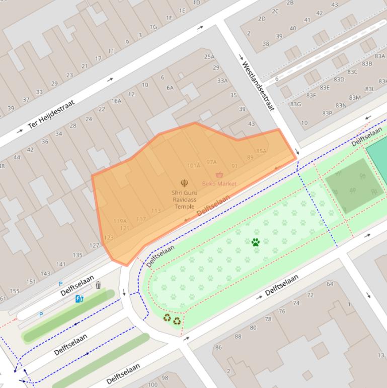 Kaart van postcodegebied 2512RC.