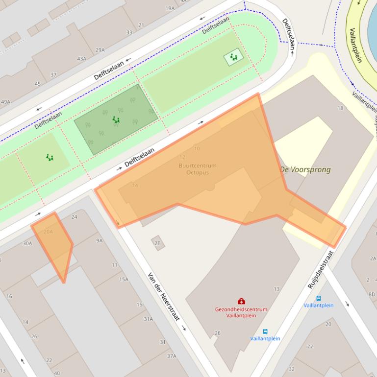 Kaart van postcodegebied 2512RE.