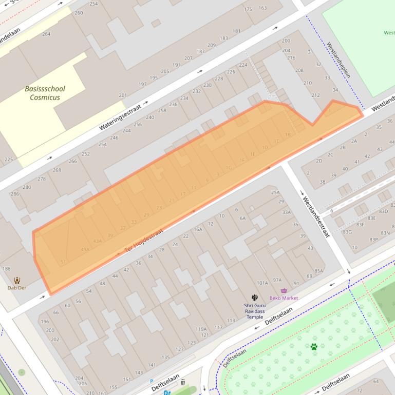 Kaart van postcodegebied 2512SE.