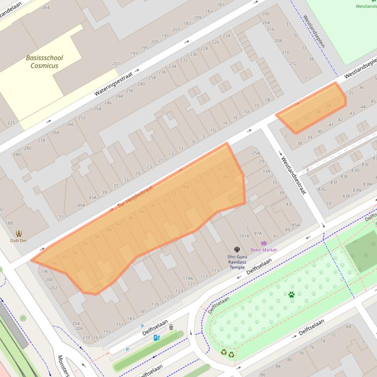 Kaart van postcodegebied 2512SG.