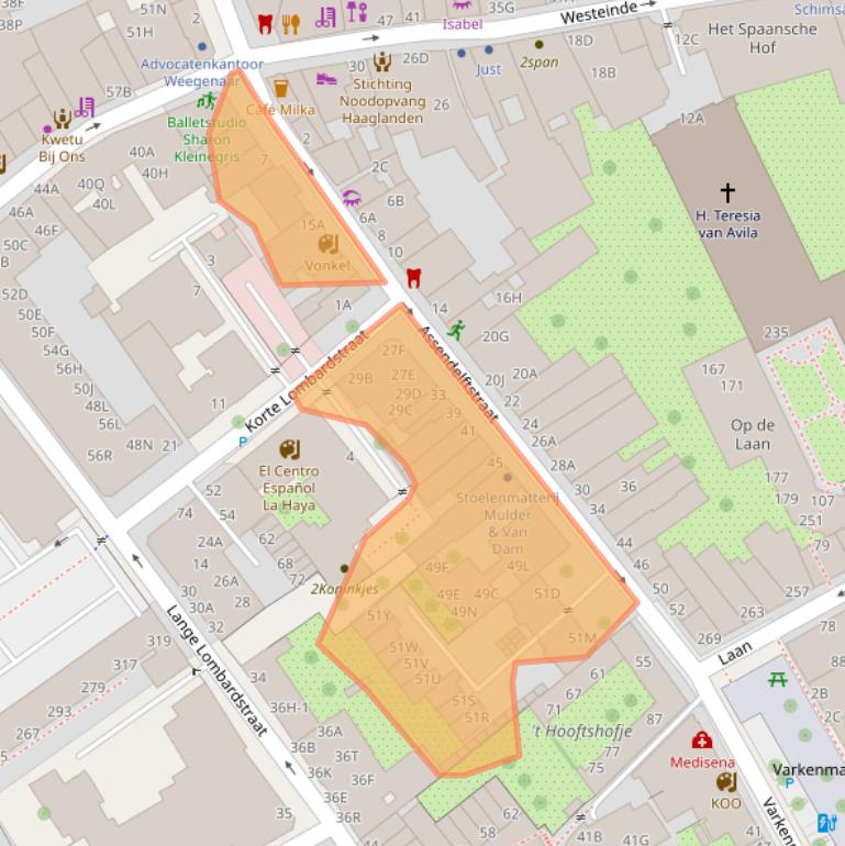 Kaart van postcodegebied 2512VS.