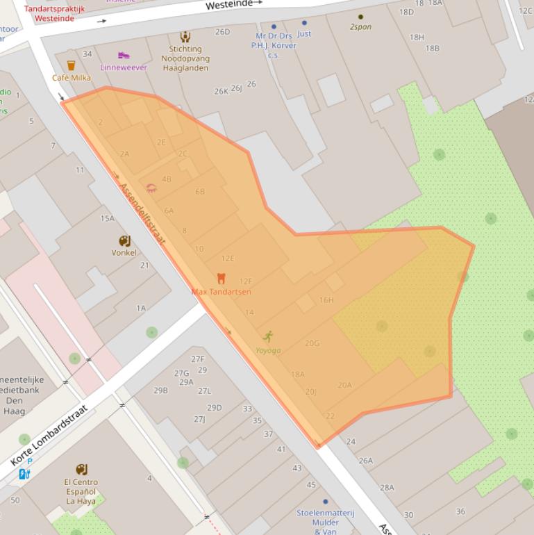 Kaart van postcodegebied 2512VV.