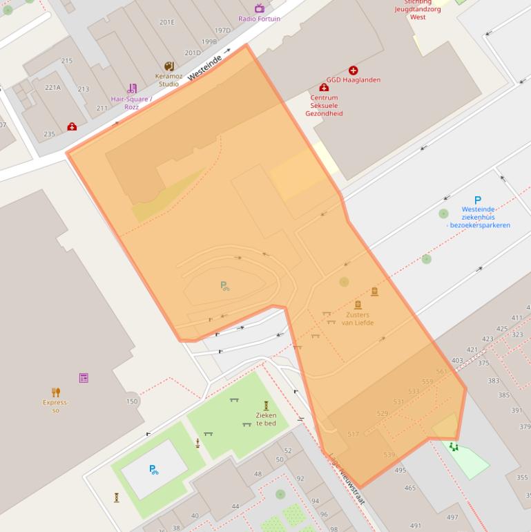 Kaart van postcodegebied 2512WJ.