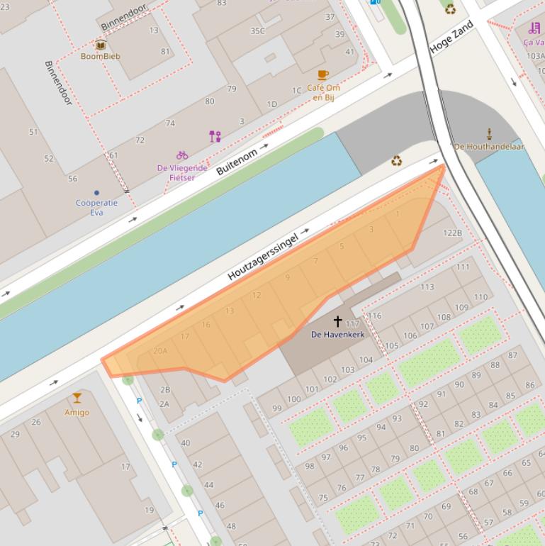 Kaart van postcodegebied 2512XE.