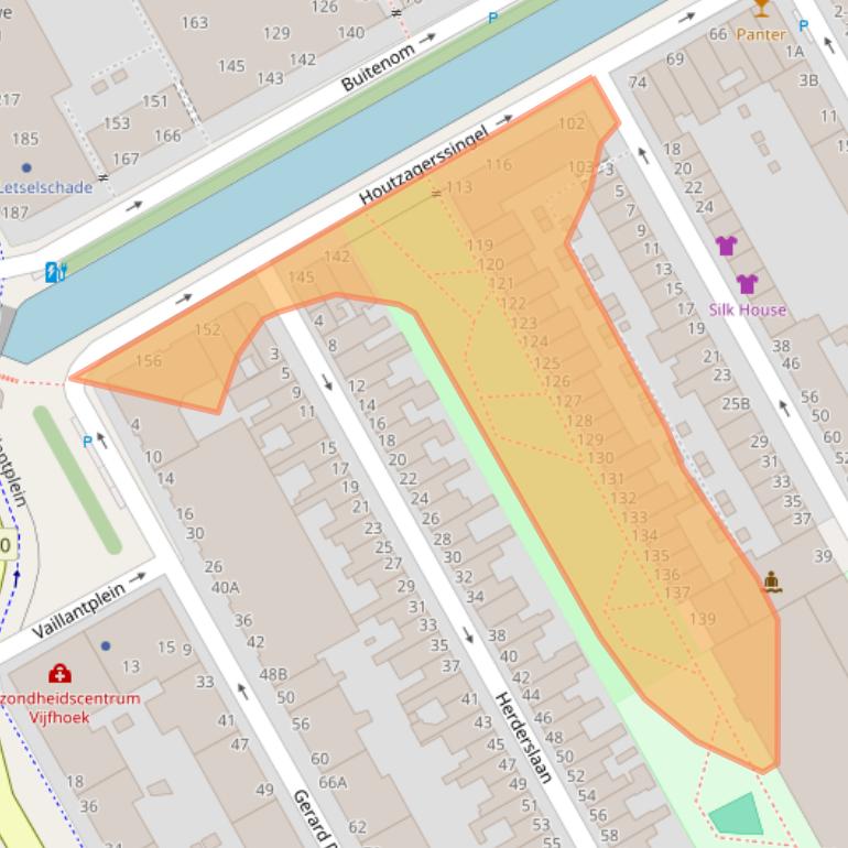 Kaart van postcodegebied 2512XJ.