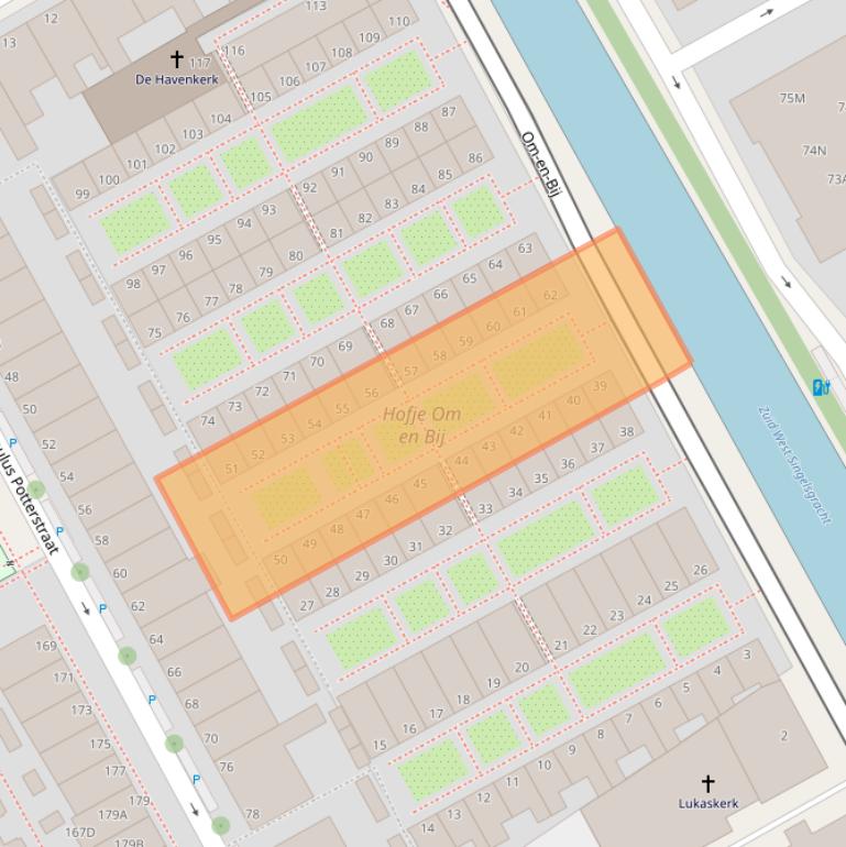 Kaart van postcodegebied 2512XM.