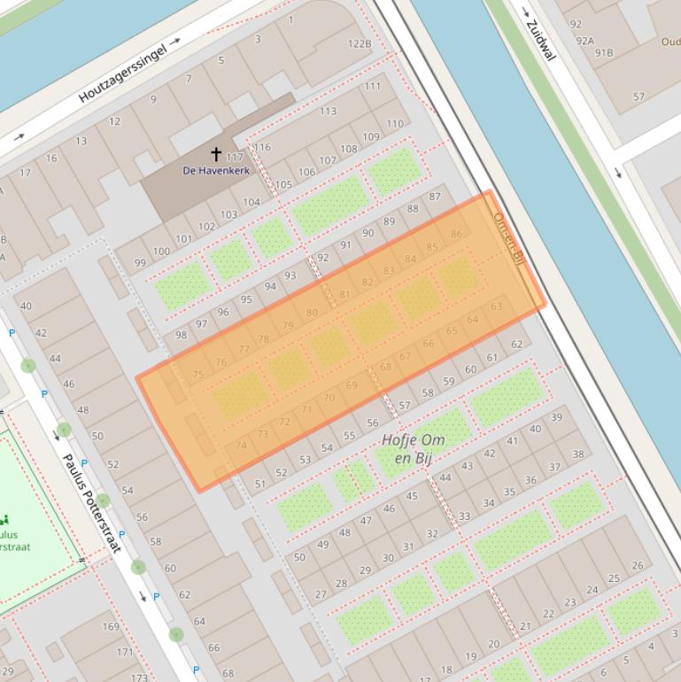 Kaart van postcodegebied 2512XN.