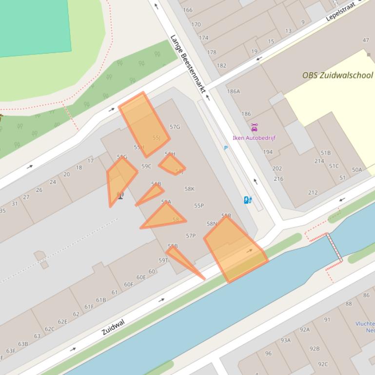 Kaart van postcodegebied 2512ZE.