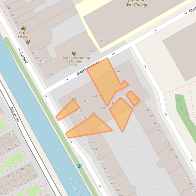 Kaart van postcodegebied 2512ZP.