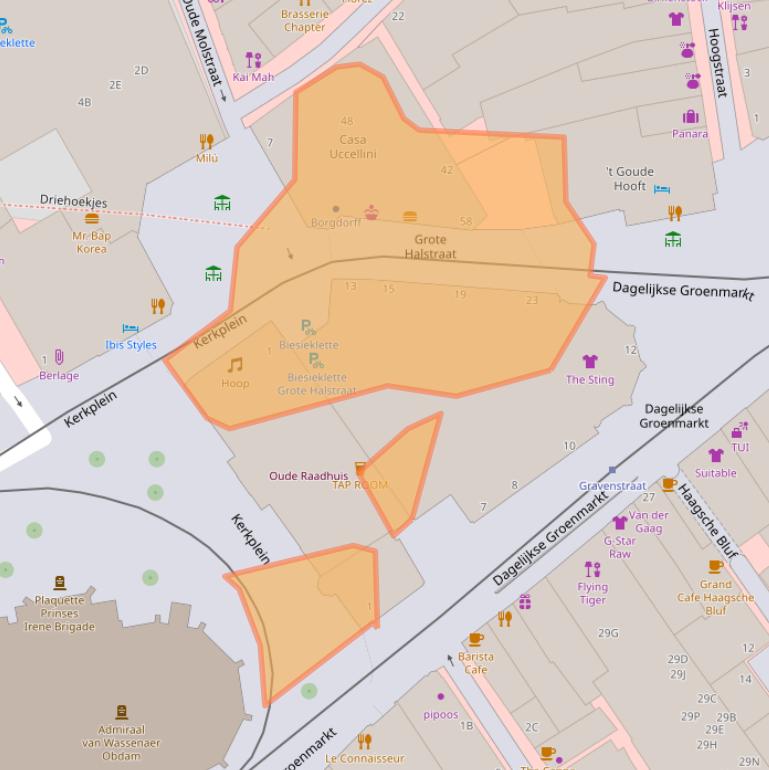 Kaart van postcodegebied 2513AX.