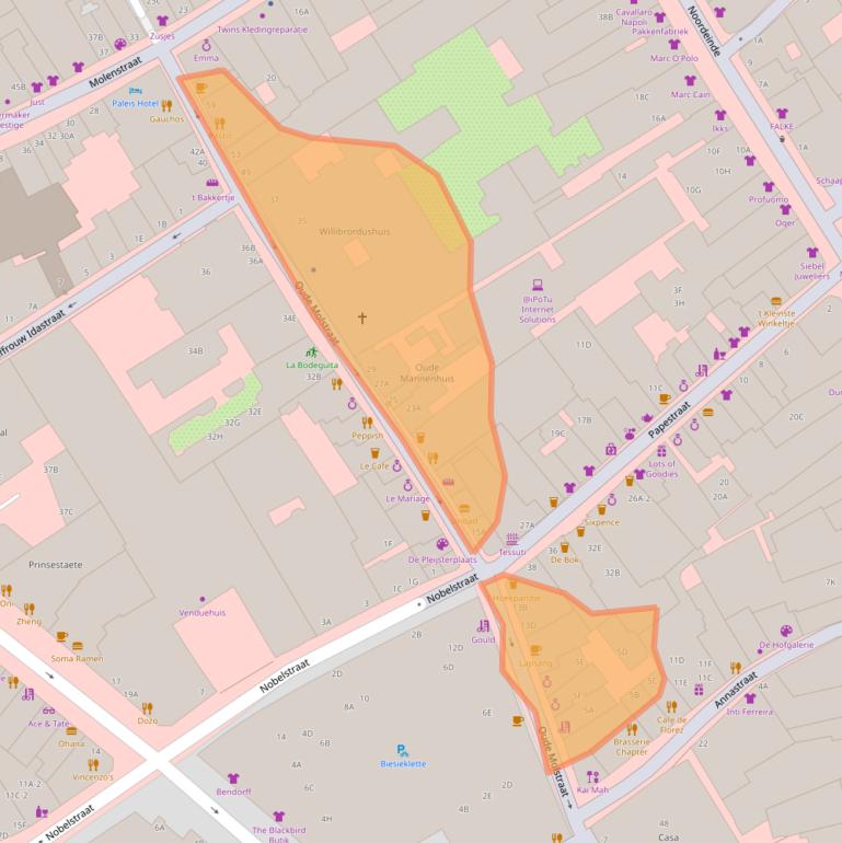 Kaart van postcodegebied 2513BA.