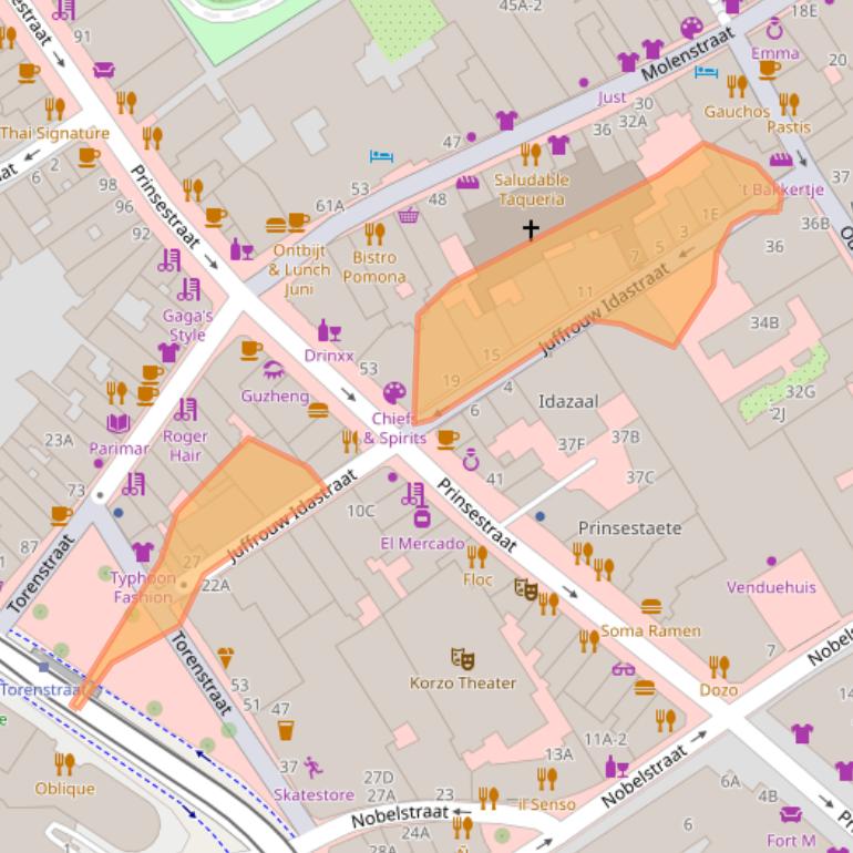 Kaart van postcodegebied 2513BE.