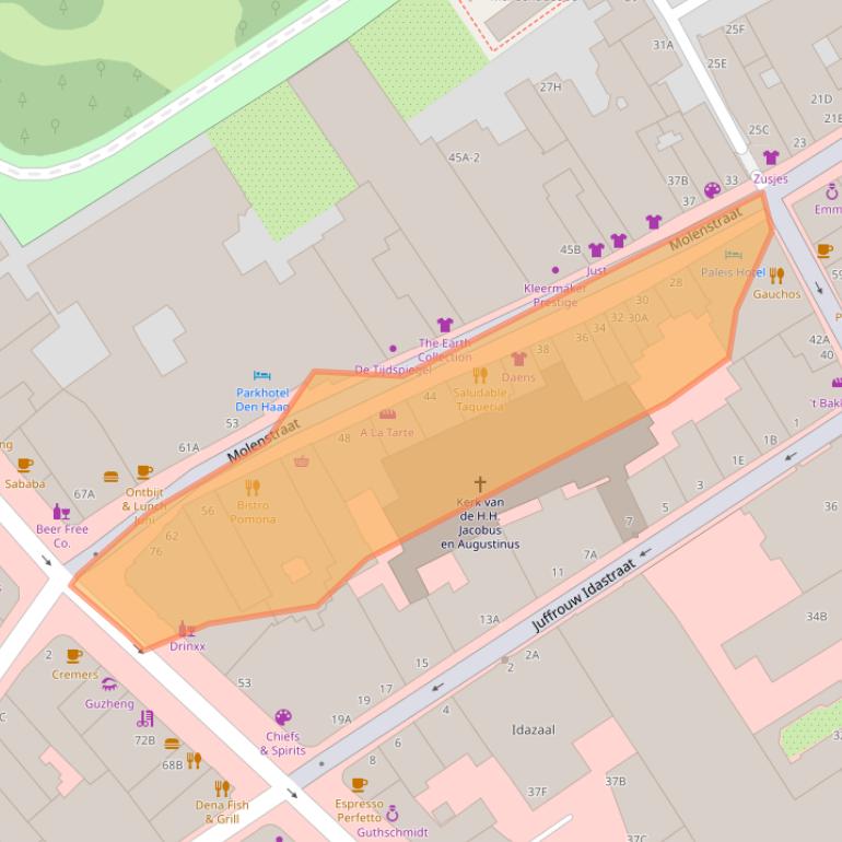 Kaart van postcodegebied 2513BL.