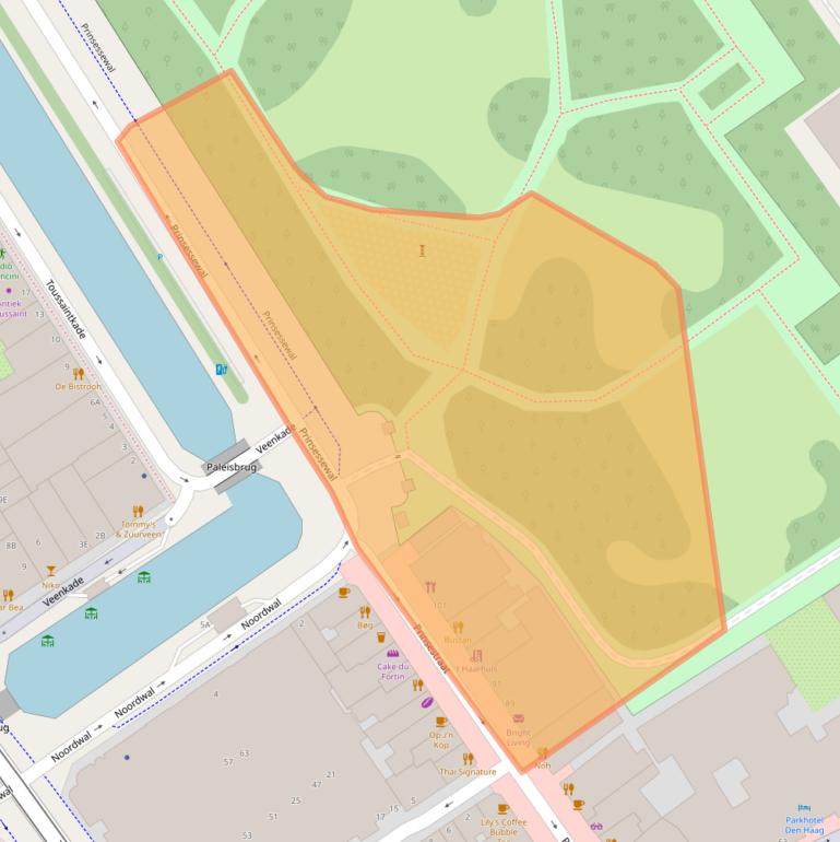 Kaart van postcodegebied 2513CC.