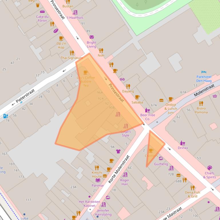 Kaart van postcodegebied 2513CG.