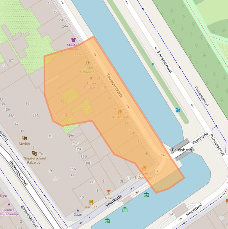 Kaart van postcodegebied 2513CJ.