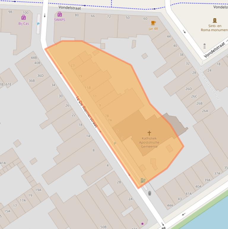 Kaart van postcodegebied 2513CT.