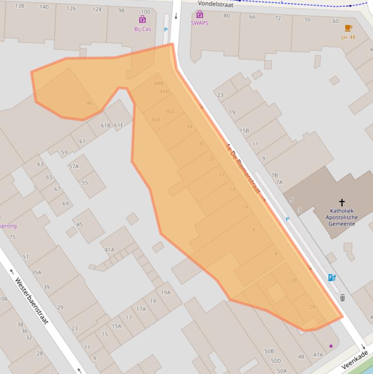 Kaart van postcodegebied 2513CV.