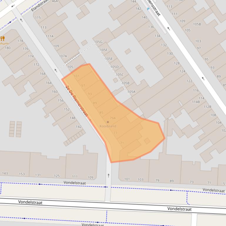 Kaart van postcodegebied 2513CW.