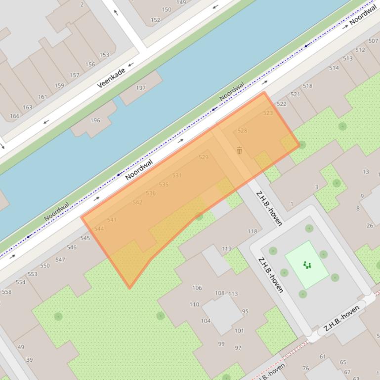 Kaart van postcodegebied 2513DZ.