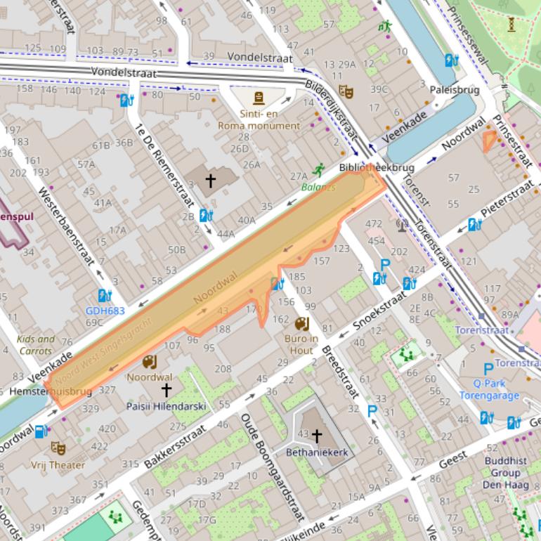 Kaart van postcodegebied 2513EB.