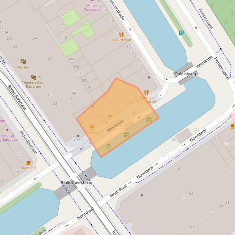 Kaart van postcodegebied 2513EE.