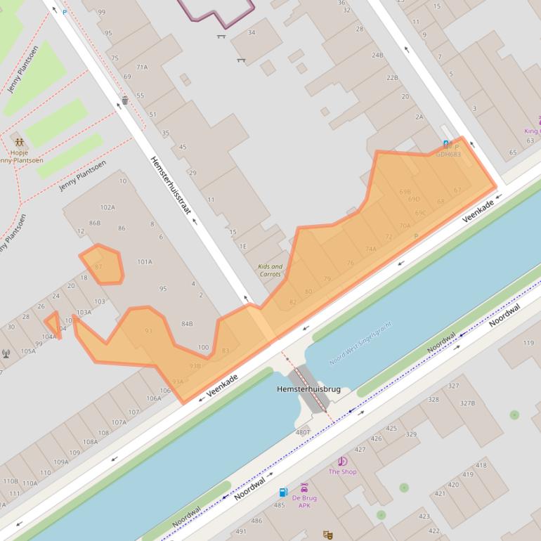 Kaart van postcodegebied 2513EJ.