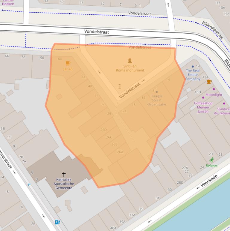 Kaart van postcodegebied 2513EV.