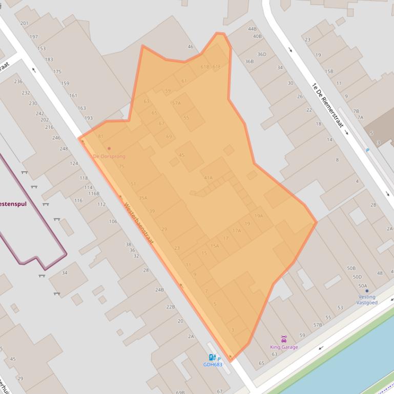 Kaart van postcodegebied 2513GG.