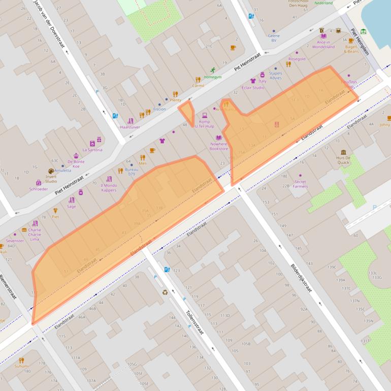 Kaart van postcodegebied 2513GL.