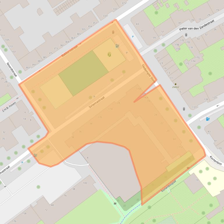 Kaart van postcodegebied 2513TE.