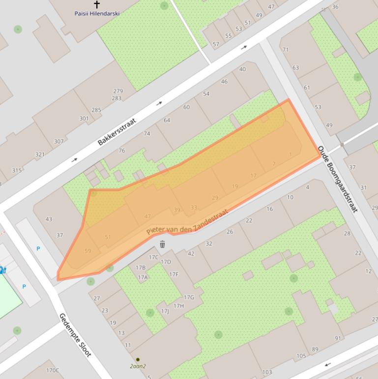 Kaart van postcodegebied 2513TL.