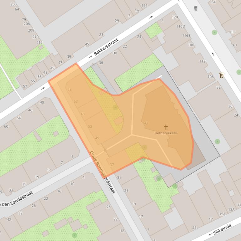 Kaart van postcodegebied 2513TP.