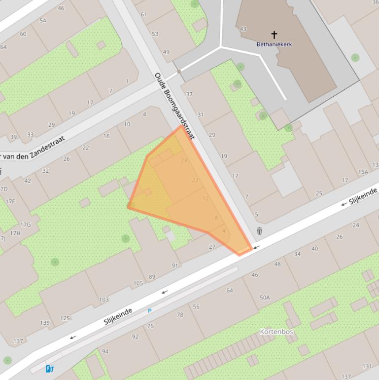 Kaart van postcodegebied 2513TR.