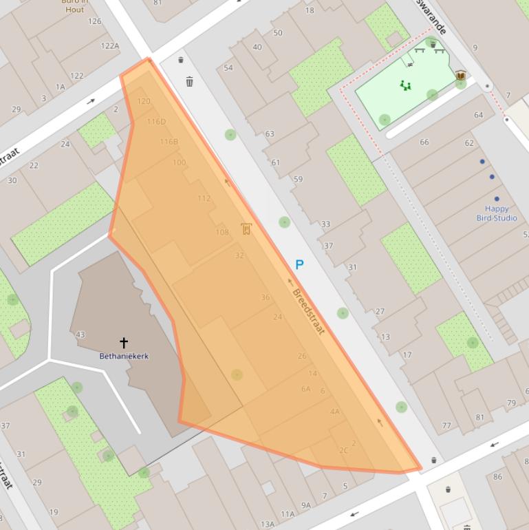 Kaart van postcodegebied 2513TT.