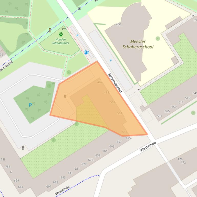 Kaart van postcodegebied 2513XZ.