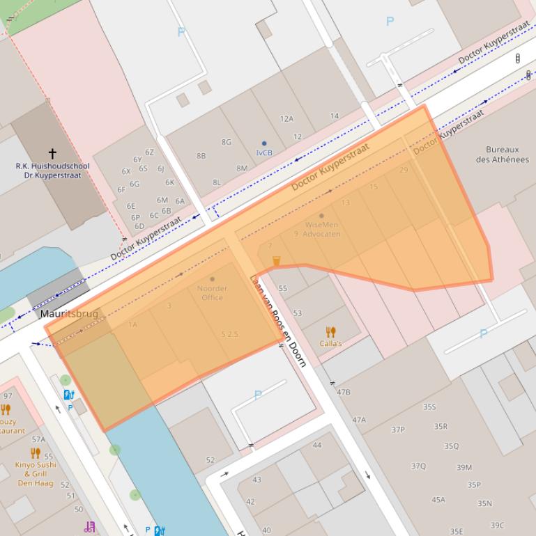 Kaart van postcodegebied 2514BA.