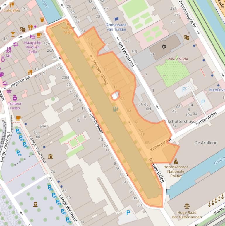 Kaart van postcodegebied 2514BP.