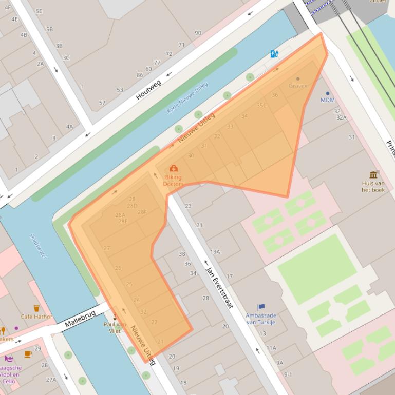 Kaart van postcodegebied 2514BR.