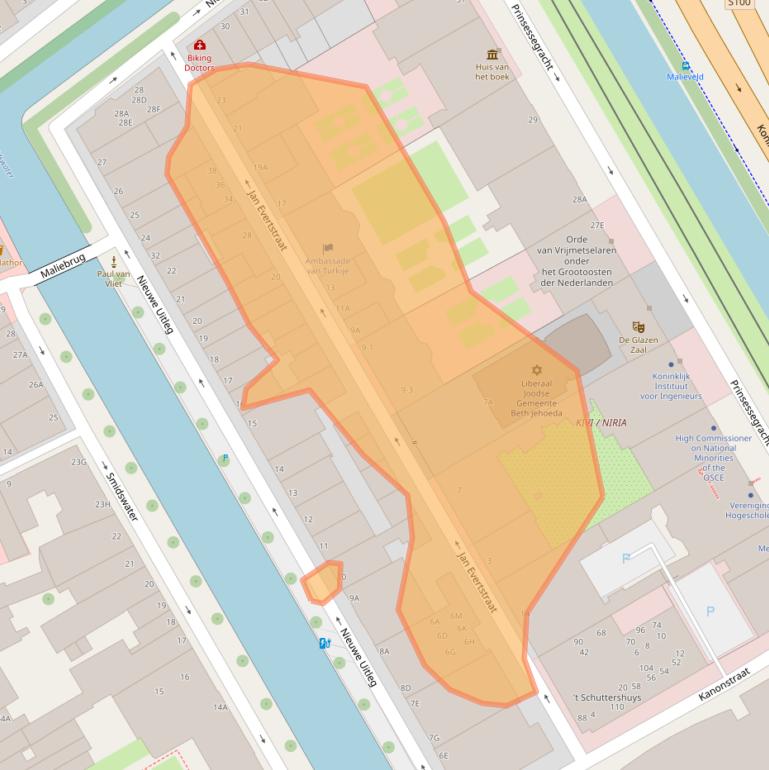 Kaart van postcodegebied 2514BS.