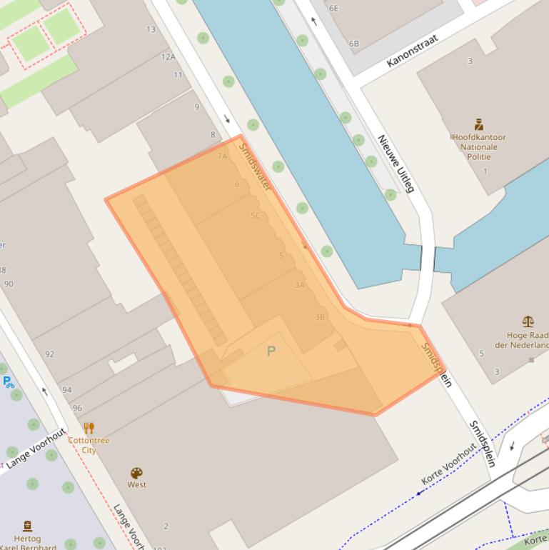 Kaart van postcodegebied 2514BV.