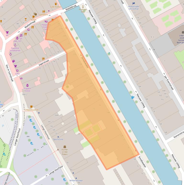 Kaart van postcodegebied 2514BW.