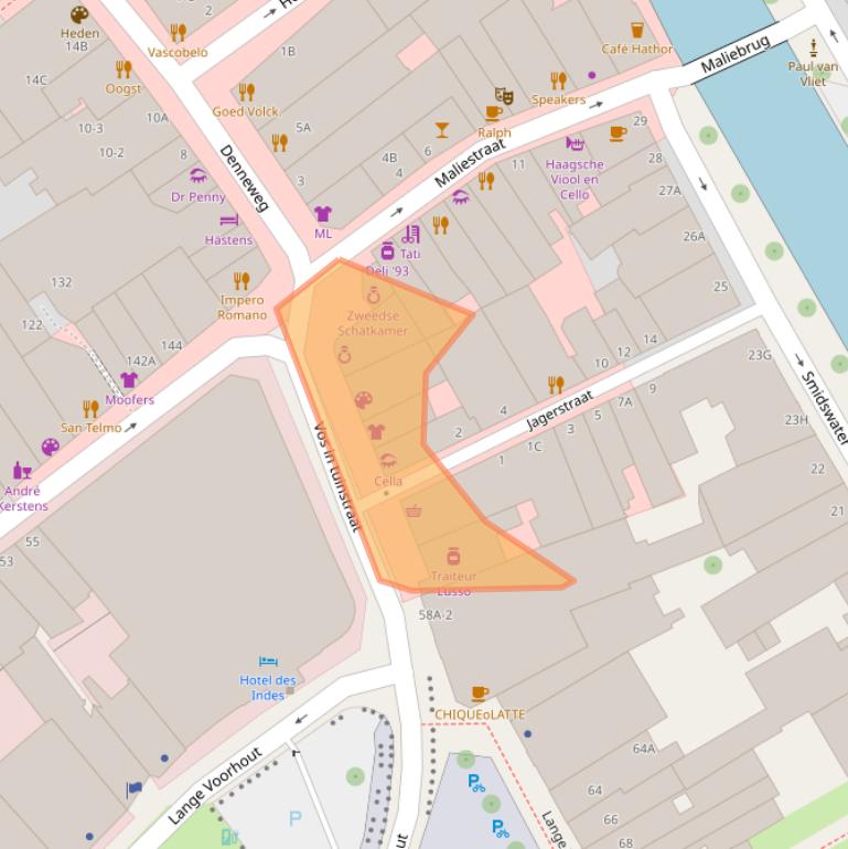 Kaart van postcodegebied 2514BX.