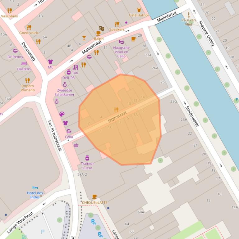 Kaart van postcodegebied 2514BZ.