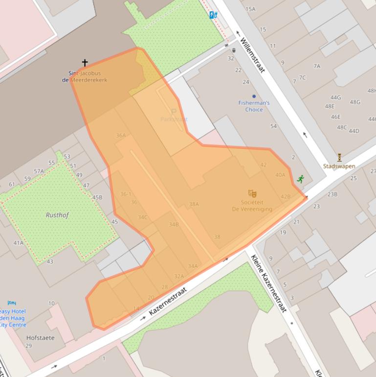 Kaart van postcodegebied 2514CT.