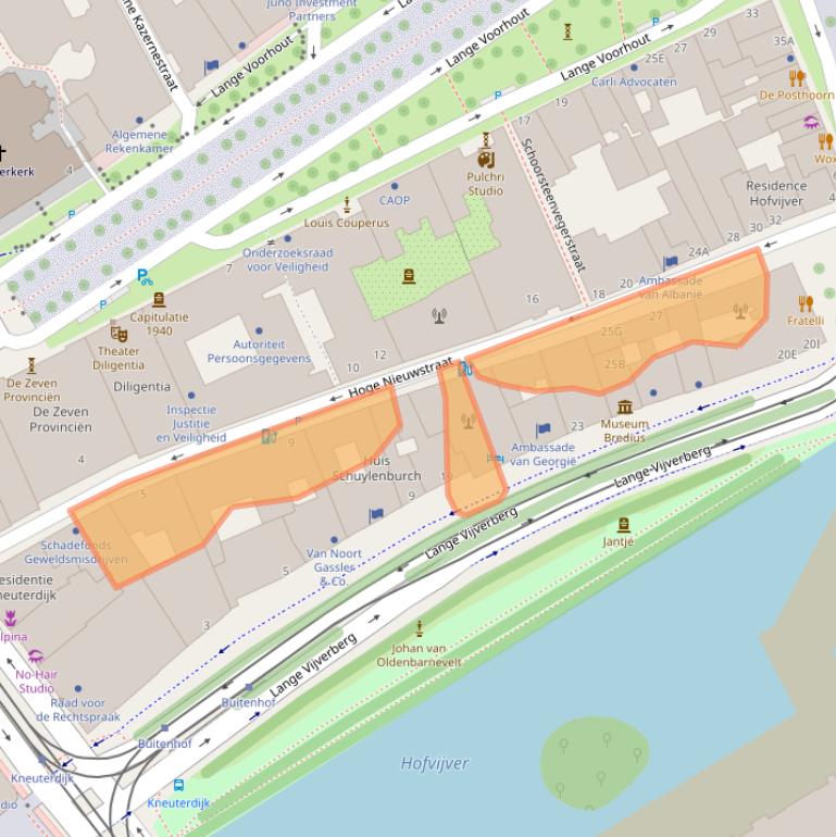 Kaart van postcodegebied 2514EK.