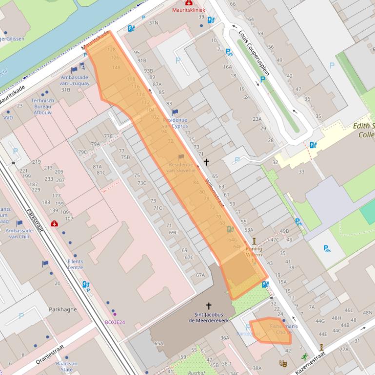 Kaart van postcodegebied 2514HN.